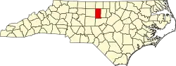 State map highlighting Alamance County