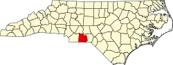 State map highlighting Anson County