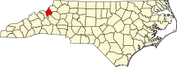 State map highlighting Avery County