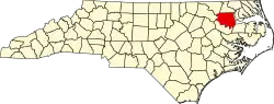 State map highlighting Bertie County