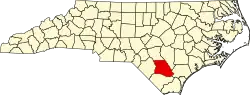 State map highlighting Bladen County