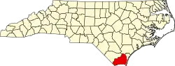 State map highlighting Brunswick County