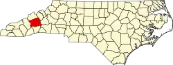 State map highlighting Buncombe County