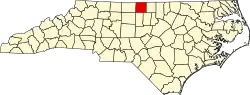State map highlighting Caswell County