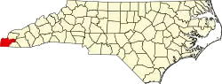 State map highlighting Cherokee County