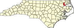 State map highlighting Chowan County