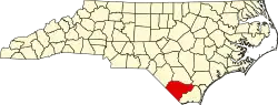 State map highlighting Columbus County