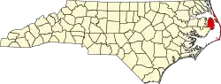 State map highlighting Dare County