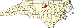 State map highlighting Durham County