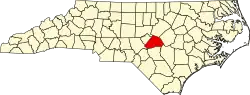 State map highlighting Harnett County