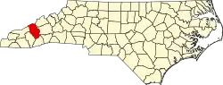 State map highlighting Haywood County