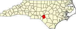 State map highlighting Hoke County