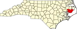 State map highlighting Hyde County