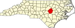 State map highlighting Johnston County
