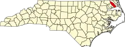 State map highlighting Pasquotank County