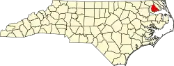 State map highlighting Perquimans County