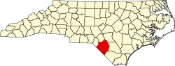 State map highlighting Robeson County