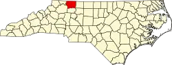 State map highlighting Surry County