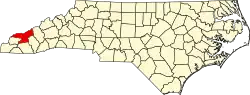 State map highlighting Swain County