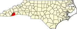 State map highlighting Transylvania County