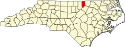 State map highlighting Vance County