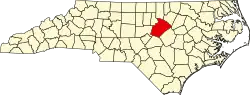 State map highlighting Wake County