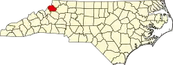 State map highlighting Watauga County