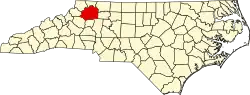 State map highlighting Wilkes County