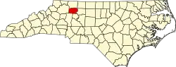 State map highlighting Yadkin County