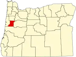Map of Oregon highlighting Benton County