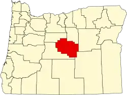 Map of Oregon highlighting Crook County
