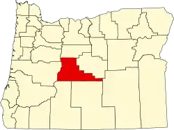 Map of Oregon highlighting Deschutes County