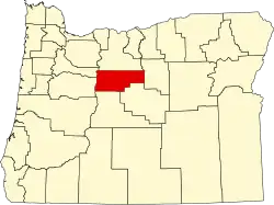 Map of Oregon highlighting Jefferson County