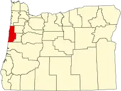 Map of Oregon highlighting Lincoln County