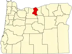 Map of Oregon highlighting Sherman County
