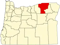 Map of Oregon highlighting Umatilla County