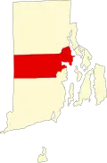 Map of Rhode Island highlighting Kent County