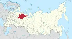 Map showing Komi in Russia