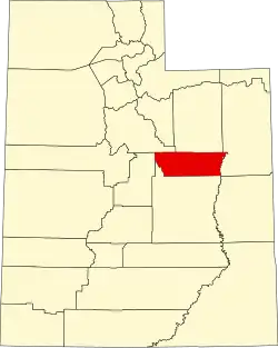 Map of Utah highlighting Carbon County