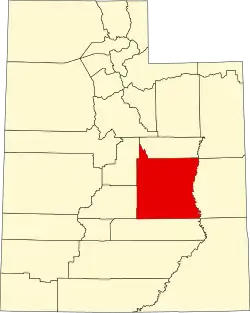 Map of Utah highlighting Emery County