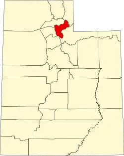 Map of Utah highlighting Morgan County