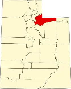 Map of Utah highlighting Summit County