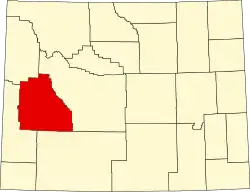 Map of Wyoming highlighting Sublette County
