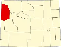 Map of Wyoming highlighting Teton County