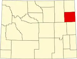 Map of Wyoming highlighting Weston County