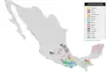 Current distribution of indigenous languages of Mexico with more than 100,000 speakers