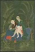 منمنمة فارسية من الدولة الصفوية من عام 1660، تصور رجلين يمارسان الجنس الشرجي. معهد كينزي، بلومنغتون.