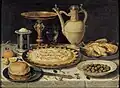 كلارا بيترز (1594–1657) منضدة عليها برتقال وزيتون وفطائر