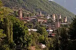Stone towers in a mountain landscape