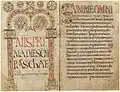 الإضاءة الميروفنجية&nbsp;&nbsp;[لغات أخرى]‏ في Missale Gothicum ، نحو 700. الوردة الكبيرة ذات ستة فصوص&nbsp;&nbsp;[لغات أخرى]‏